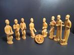 Kerstdecoratie - Hout - Afrikaanse kerstgroep 9 delig, Antiek en Kunst