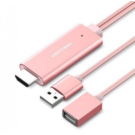 USB naar HDMI converter adapterkabel VENTION PREMIUM Roze, Telecommunicatie, Overige Telecommunicatie, Nieuw, Verzenden