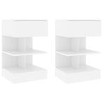 vidaXL Nachtkastjes 2 st 40x35x65 cm bewerkt hout wit, Huis en Inrichting, Slaapkamer | Nachtkastjes, Nieuw, Verzenden