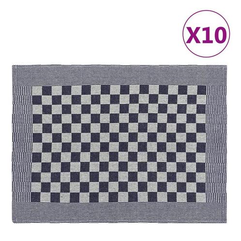 vidaXL Keukendoeken 10 st 50x70 cm katoen blauw en wit, Huis en Inrichting, Keuken | Textiel, Nieuw, Verzenden