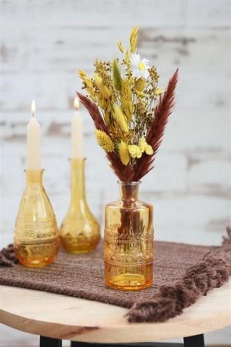 Gekleurd Glazen Flesje Porto Oker Ø7,5 cm H14,5 cm per stuk, Hobby en Vrije tijd, Knutselen, Nieuw