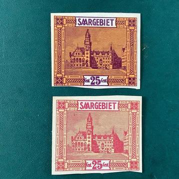 Sarre 1922 - 25 centimes Saint Johann : 2 épreuves non