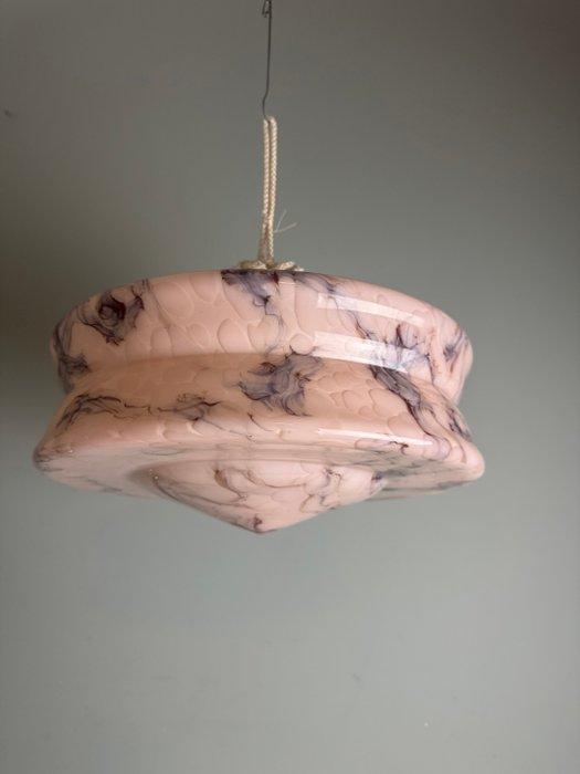 Lamp - Prachtige Roze Glazen Art Deco Hanglamp Schaal /, Antiek en Kunst, Curiosa en Brocante