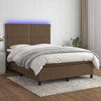 vidaXL Boxspring met matras en LED stof donkerbruin 140x200, Huis en Inrichting, Slaapkamer | Bedden, Verzenden, Nieuw