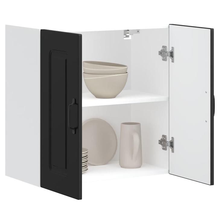 vidaXL Keukenbovenkast Kalmar bewerkt hout zwart, Huis en Inrichting, Kasten | Overige, Nieuw, Verzenden