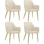 tectake Eetkamerstoel Avane, fluweellook, gestoffeerd - beig, Huis en Inrichting, Stoelen, Verzenden, Nieuw