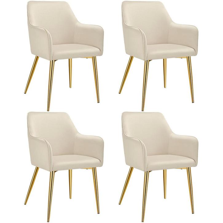 tectake Eetkamerstoel Avane, fluweellook, gestoffeerd - beig, Huis en Inrichting, Stoelen, Verzenden