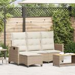 vidaXL Verstelbare tuinbank met kussens L-vormig beige poly, Tuin en Terras, Verzenden, Nieuw