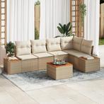 vidaXL 6-delige Tuin Sofa Set met Kussens in Beige Poly, Verzenden, Nieuw