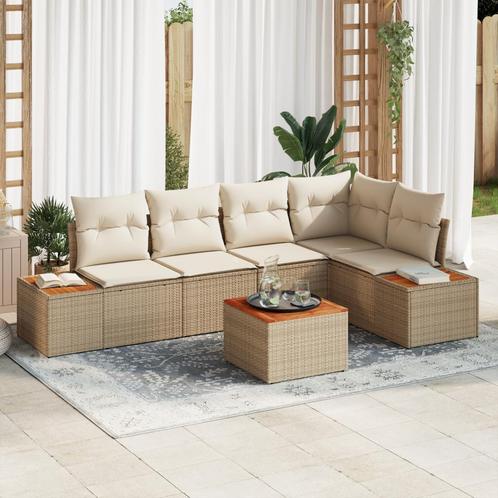 vidaXL 6-delige Tuin Sofa Set met Kussens in Beige Poly, Tuin en Terras, Tuinsets en Loungesets, Nieuw, Verzenden
