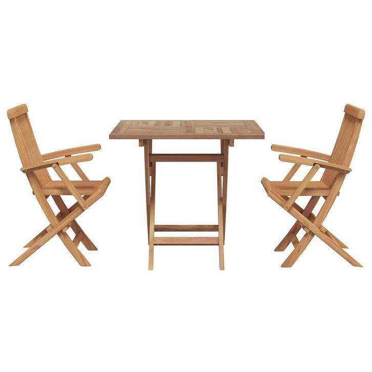 vidaXL Tuin Eettafel Set 3 pcs Bruin Massief Acacia Hout, Tuin en Terras, Tuinsets en Loungesets, Nieuw, Verzenden