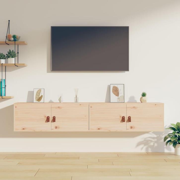 vidaXL Wandkasten 2 st 80x30x30 cm massief grenenhout, Huis en Inrichting, Kasten | Wandmeubels, Nieuw, Verzenden