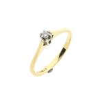 Bicolor gouden solitair ring met diamant; 0,045 ct., Handtassen en Accessoires, Ringen, Gebruikt, Overige kleuren, Ophalen of Verzenden