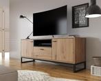 TV-Meubel - Zwart - Eiken - 135 cm - TVKast - industrieel, Huis en Inrichting, Kasten |Televisiemeubels, Overige materialen, 100 tot 150 cm
