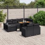 vidaXL 11-delige Loungeset met kussens poly rattan zwart, Tuin en Terras, Verzenden, Nieuw, Loungeset