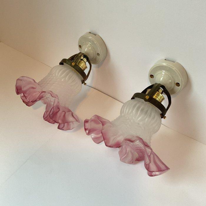 Lamp (3) - Art Nouveau hanglamp en 2 Art Nouveau wandlampen, Antiquités & Art, Curiosités & Brocante