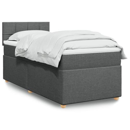 vidaXL Boxspring met matras stof donkergrijs 90x200 cm, Huis en Inrichting, Slaapkamer | Bedden, Nieuw, Verzenden