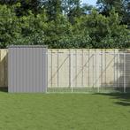 vidaXL Hondenhok met ren 214x1069x181 cm staal lichtgrijs, Dieren en Toebehoren, Verzenden, Nieuw
