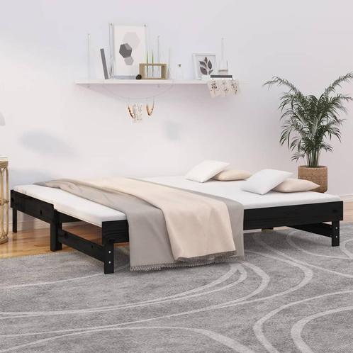 vidaXL Slaapbank uitschuifbaar massief grenenhout zwart, Huis en Inrichting, Slaapkamer | Bedden, Nieuw, Verzenden