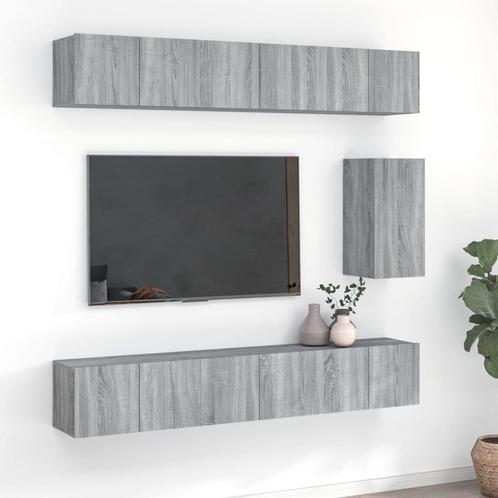 vidaXL 7-delige Tv-meubelset bewerkt hout grijs sonoma, Huis en Inrichting, Kasten |Televisiemeubels, Nieuw, Verzenden