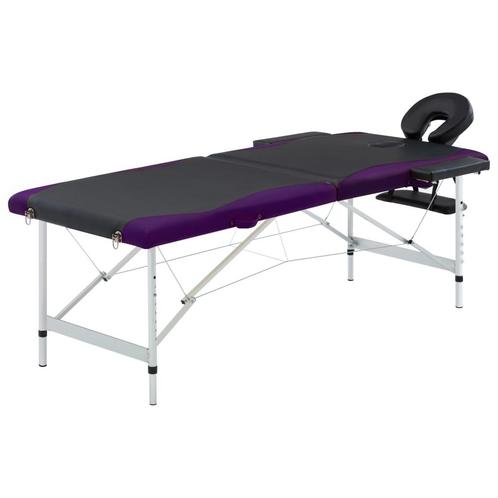vidaXL Massagetafel inklapbaar 2 zones aluminium zwart en, Sports & Fitness, Produits de massage, Envoi