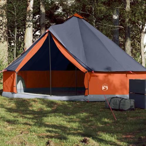 vidaXL Tipitent 6-persoons waterdicht grijs en oranje, Caravans en Kamperen, Tenten, Nieuw, Verzenden
