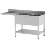 Spoeltafel | RVS | 2 Spoelbakken (Rechts) + Afdruipvlak |, Verzenden