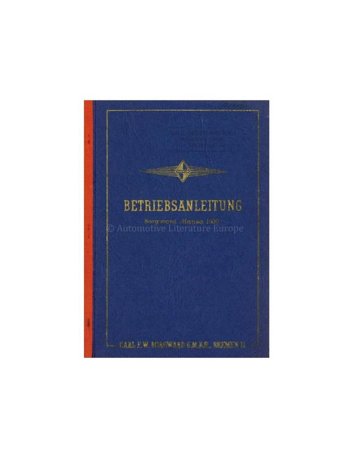 1950 BORGWARD HANSA 1500 INSTRUCTIEBOEKJE DUITS, Auto diversen, Handleidingen en Instructieboekjes, Ophalen of Verzenden