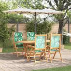 vidaXL Tuin Eettafel Set 5 pcs Bladpatroon Massief Acacia, Verzenden, Nieuw