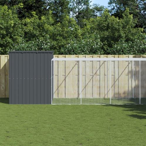 vidaXL Hondenhok met ren 214x661x181 cm gegalvaniseerd staal, Dieren en Toebehoren, Hondenhokken, Nieuw, Verzenden