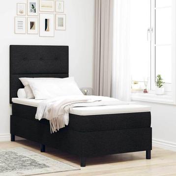vidaXL Boxspring Bed met Matras Zwart 100x200 cm Stof, Verzenden