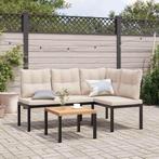 vidaXL 3-delige Loungeset met kussens gepoedercoat staal, Tuin en Terras, Tuinsets en Loungesets, Verzenden, Nieuw, Loungeset