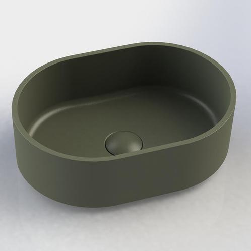 Opbouw Waskom Arcqua Case Ovaal 40x28 cm Mat Groen, Doe-het-zelf en Bouw, Sanitair, Overige typen, Nieuw, Ophalen of Verzenden