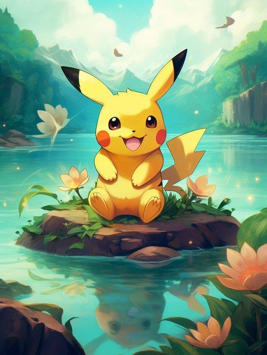 Shayer - Pikachu – Serenity Lake - XL - 60x80cm, Games en Spelcomputers, Spelcomputers | Overige Accessoires