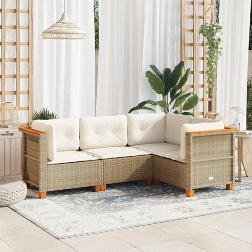 vidaXL Salon de jardin avec coussins 4 pcs beige résine, Jardin & Terrasse, Ensembles de jardin, Salons de jardin, Neuf, Envoi