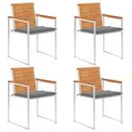 vidaXL Tuinstoelen 4 st met kussens massief acaciahout, Jardin & Terrasse, Chaises de jardin, Verzenden