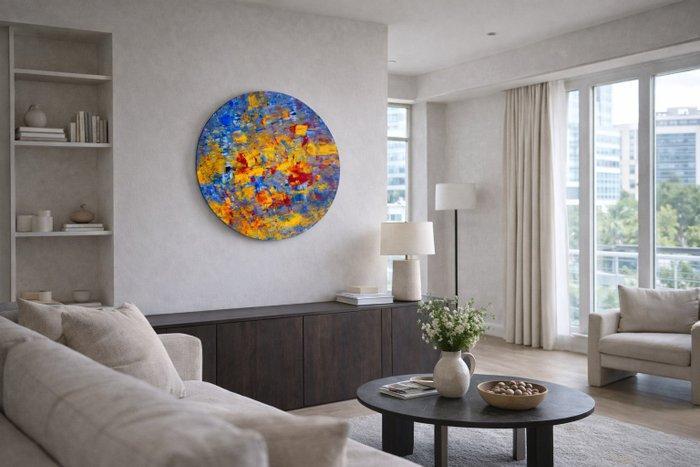 Junior Valle (XX) - Abstract Impulses - Tondo, Antiek en Kunst, Kunst | Schilderijen | Modern