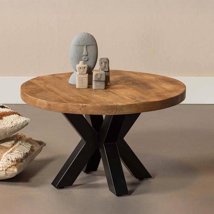 Salontafel Mangohout Rond Tara 70 cm, Huis en Inrichting, Tafels | Salontafels, Nieuw, Overige houtsoorten, Rond, Verzenden