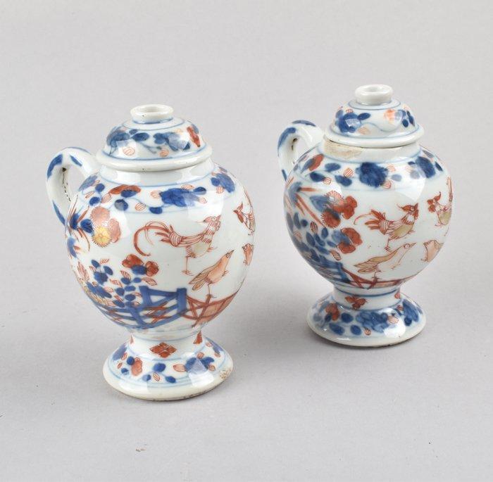 Pot - Een paar Chinese Imari-mosterdpotten - Porselein, Antiek en Kunst, Antiek | Overige Antiek