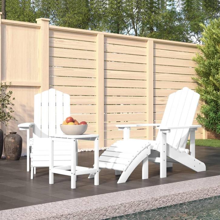 vidaXL Tuinstoelen Adirondack met voetenbank en tafel HDPE, Tuin en Terras, Tuinstoelen, Nieuw, Verzenden