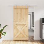 vidaXL Schuifdeur met beslag 90x210 cm massief grenenhout, Doe-het-zelf en Bouw, Deuren en Vliegenramen, Verzenden, Nieuw
