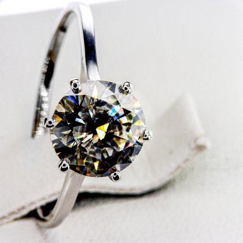 Zonder Minimumprijs - Verlovingsring - 14 karaat Witgoud -, Handtassen en Accessoires, Antieke sieraden