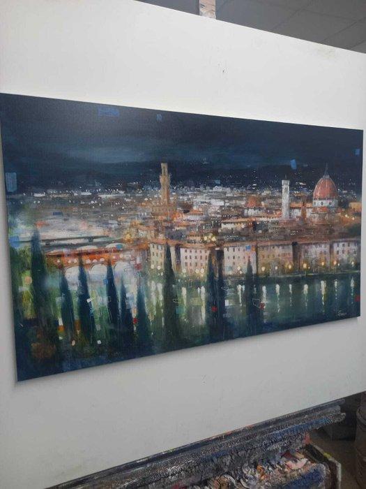 Paolo Fedeli - Firenze di notte, Antiek en Kunst, Kunst | Schilderijen | Modern