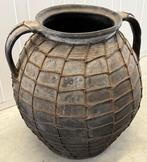 Vaas - Wabi Sabi decor met 2 handvatten - Vintage zwart vat