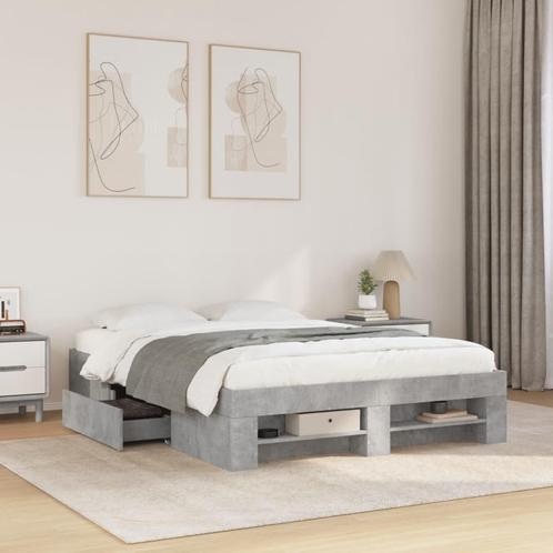 vidaXL Bedframe bewerkt hout betongrijs 120x200 cm, Huis en Inrichting, Slaapkamer | Bedden, Nieuw, Verzenden