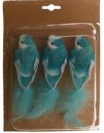 Prachtige vogeltjes op clip 5.5x4.5x17cm 3pc  blauw, Hobby & Loisirs créatifs