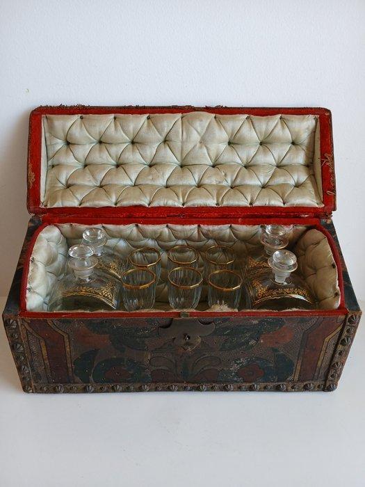 Kist (11) - Hout, Leder, Glas - 1800, Antiek en Kunst, Antiek | Overige Antiek
