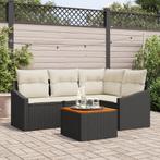 vidaXL Tuin Hoek Sofa Set 5 pcs Zwart, wit 55 x 55 x 37 cm, Verzenden, Nieuw