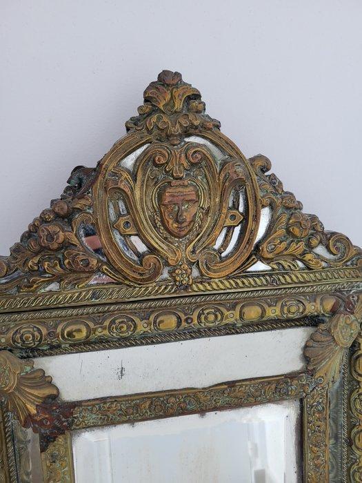 Tafelspiegel - Hout, spiegel - kapper, Antiek en Kunst, Curiosa en Brocante