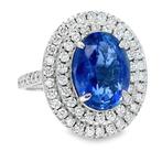 Bague Platine - 6.13ct. tw. Saphir - Diamant - IGI - Saphir, Bijoux, Sacs & Beauté